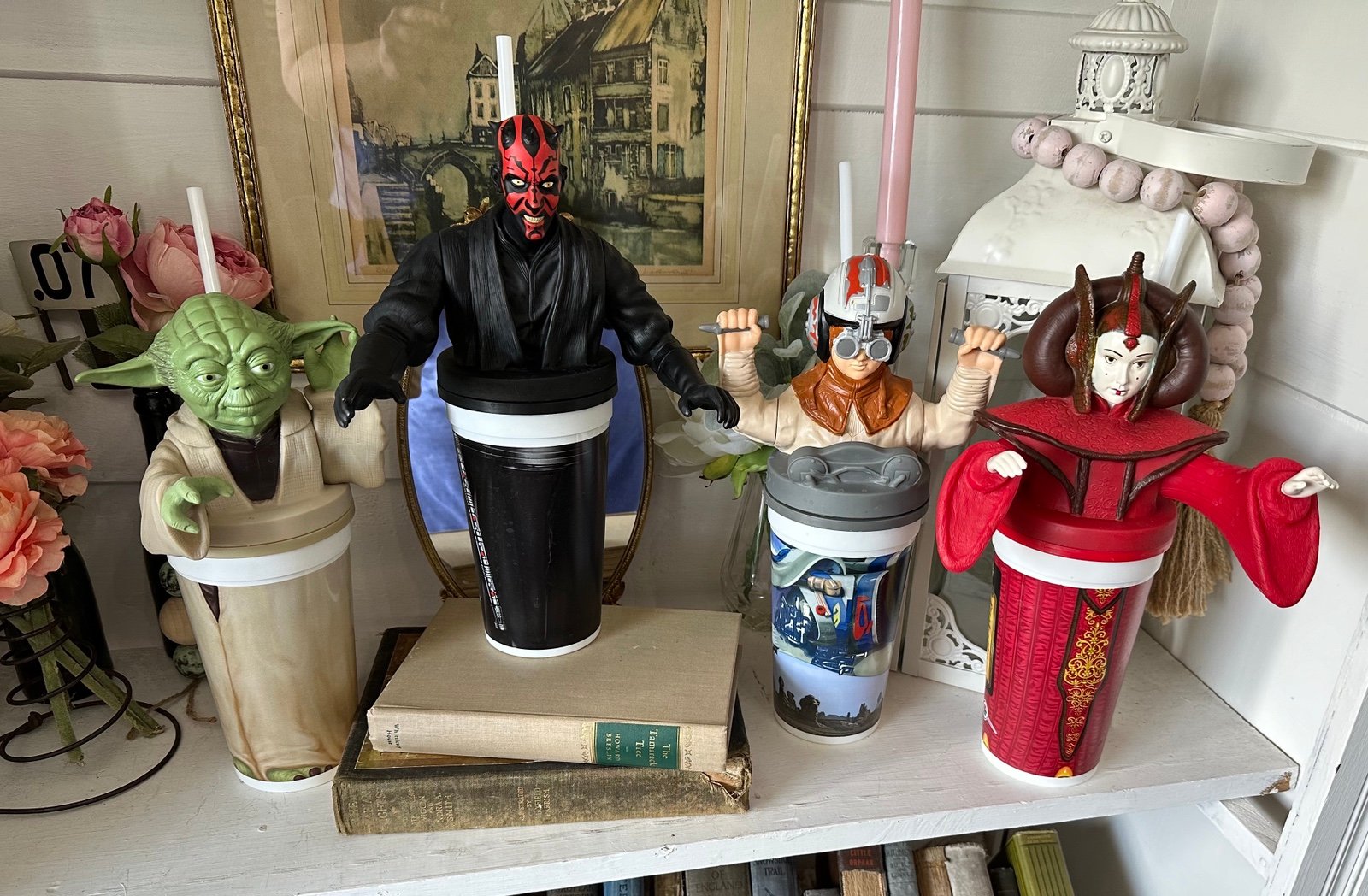 Star Wars Episode 1 Cups w/ Toppers 1999 Taco Bell, Pizza Hut, KFC, Lot Of 4