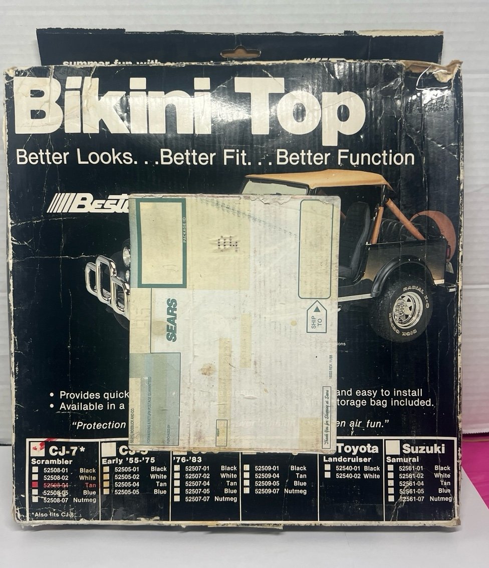 Bestop 52508-04 Bikini Tops Traditional Style Tan for 1976-1991 CJ-7 Scrambler