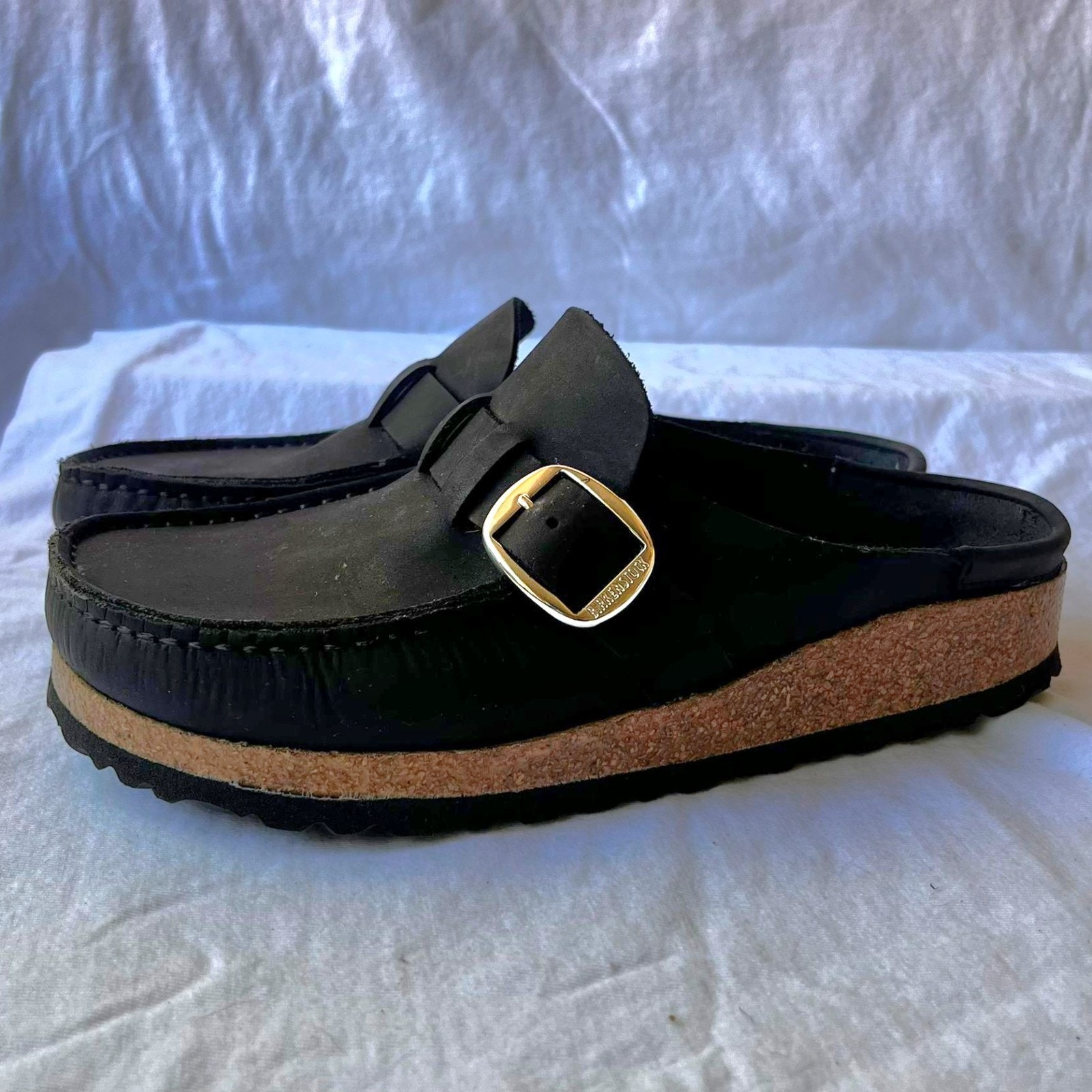 Birkenstock Buckley Women's Nubuck Leather Slip On Clogs Black Size 36/US 5-5.5