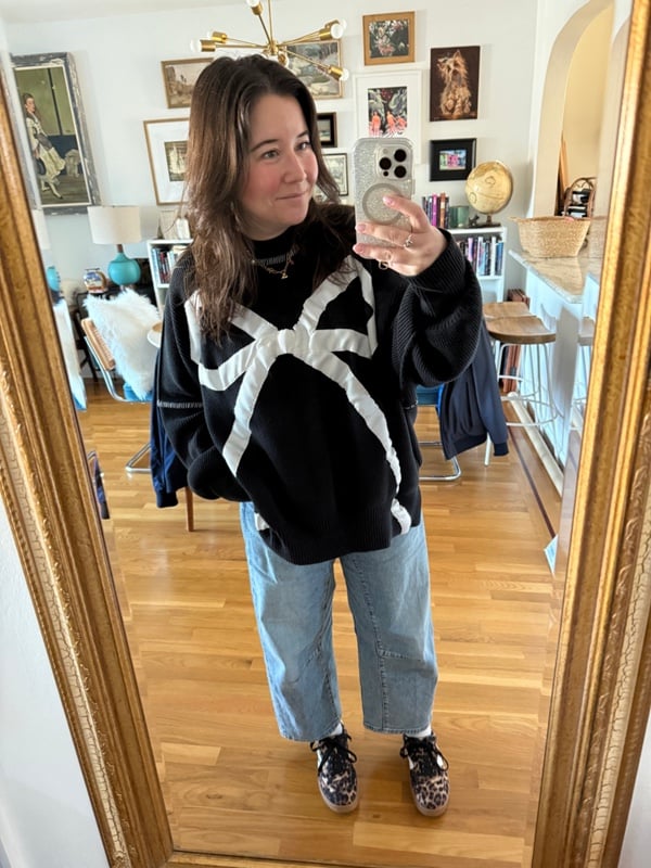 Free People Exploded Bow Black Sweater