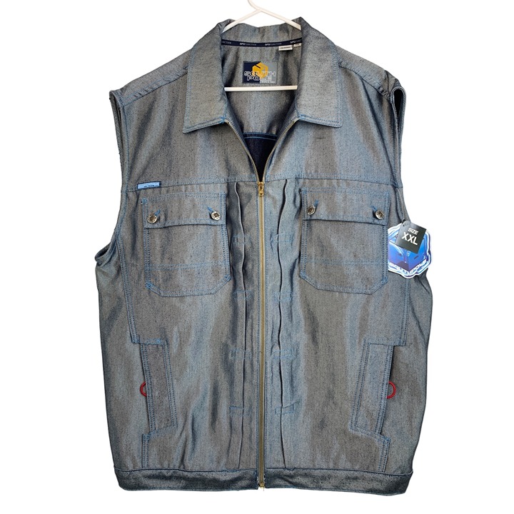 Rare Mens Southpole 2XL Denim Trucker Vest Silver Blue Zip Relaxed NWT 7043 USA