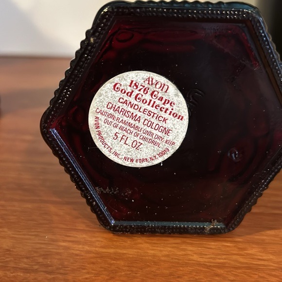 Avon Ruby Red Cape Cod Collection Set Of 2 Candlesticks Holders almost full
