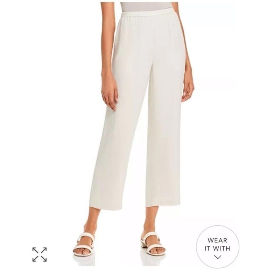 NWT Eileen Fisher Silk Georgette Crepe Crop Pant