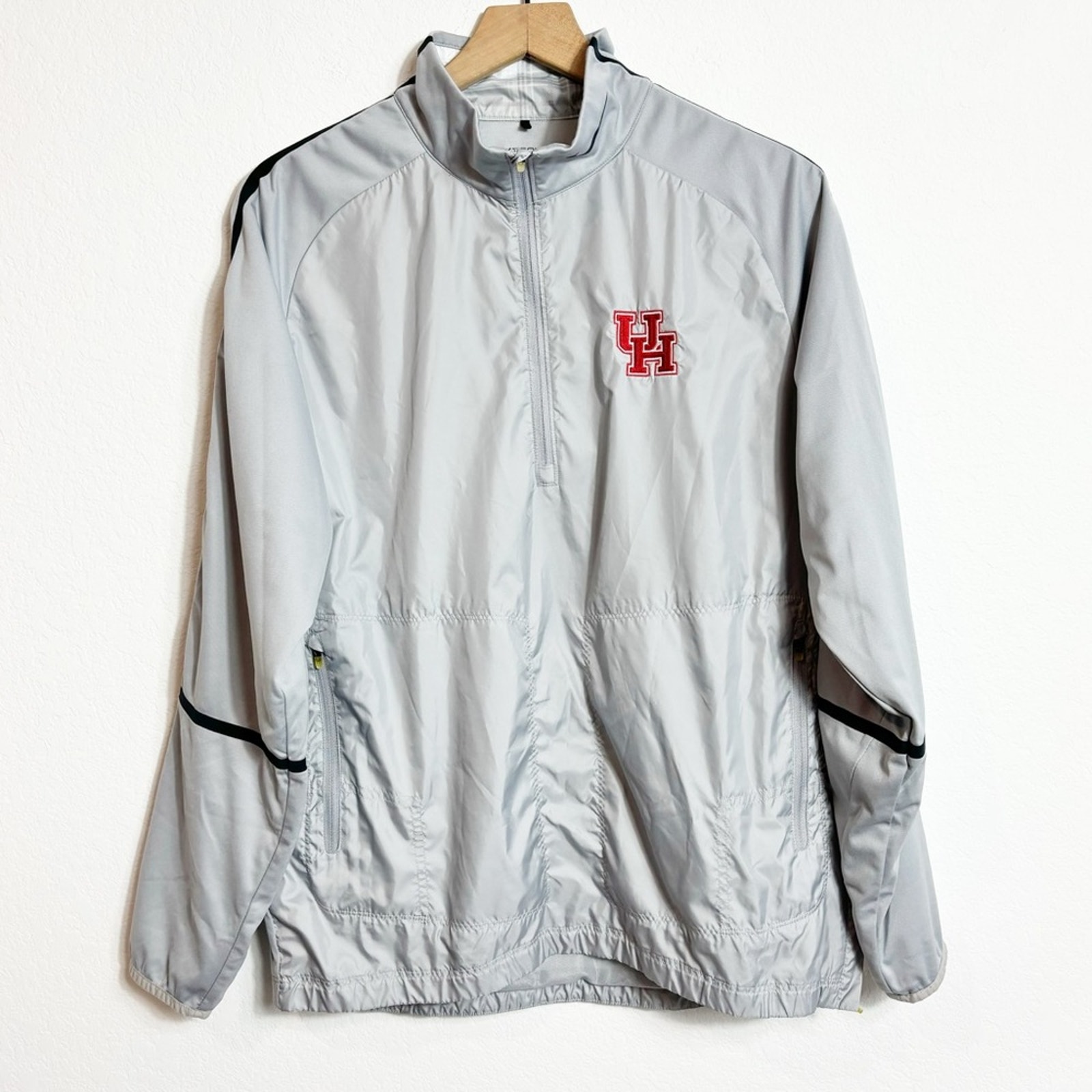 NIKE GOLF UNIVERSITY OF HOUSTON GREY WHITE RED MEN JACKET WITH POCKETS MEDIUM