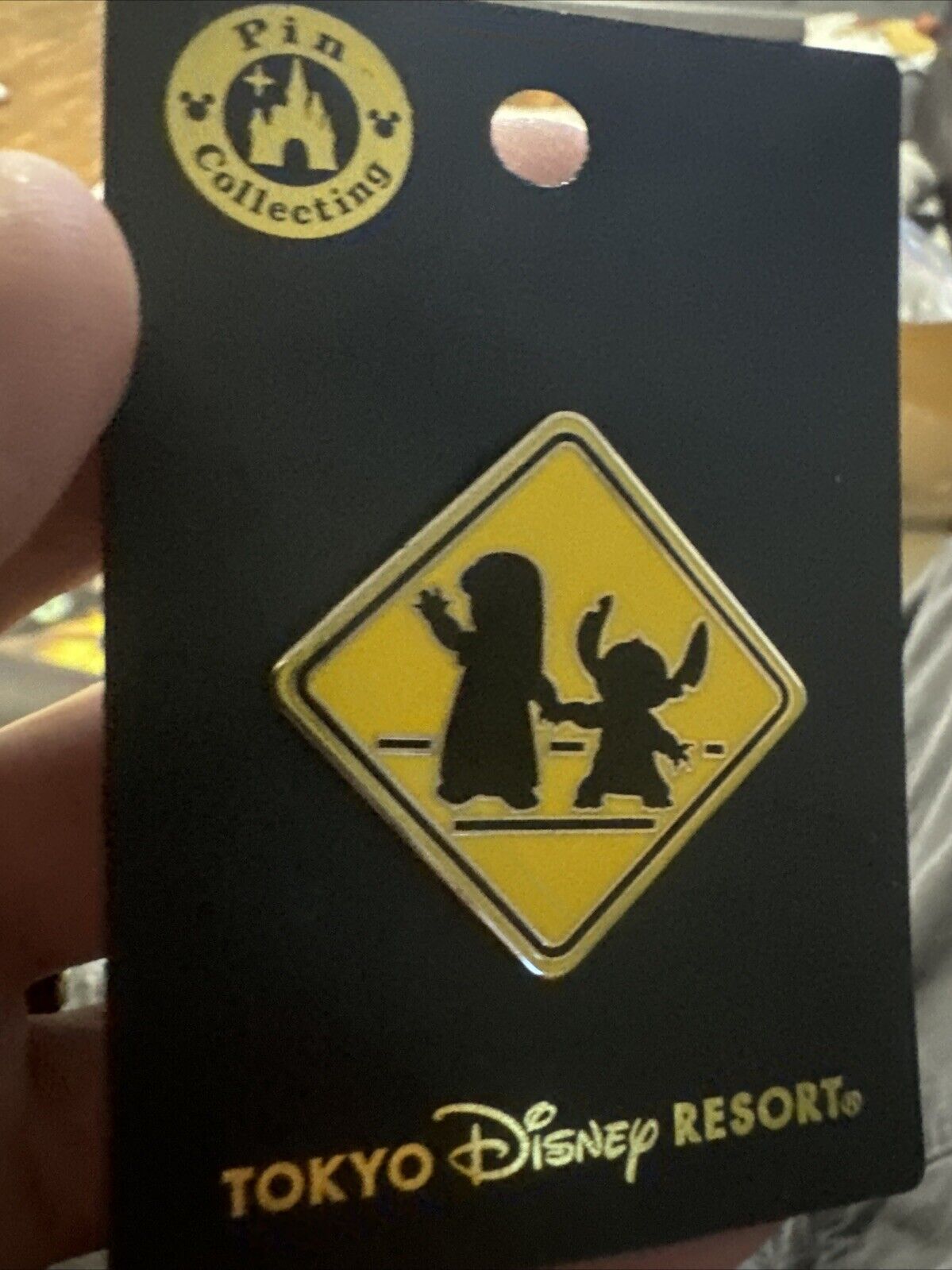 Lilo and Stitch Crossing Warning Sign Pin Disneyland Tokyo SUPER RARE!!!!