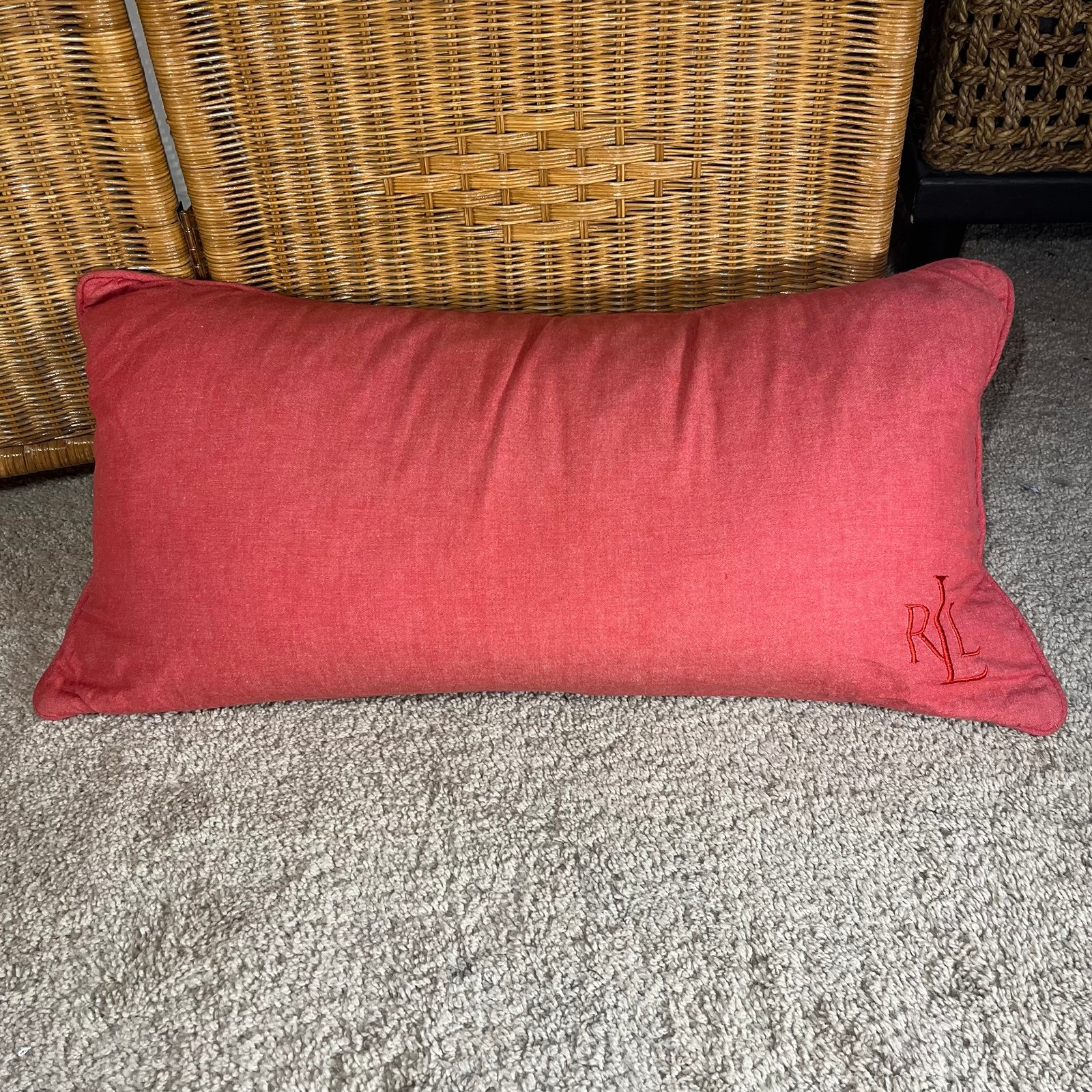 Lauren Ralph Lauren elongated lumbar decorative throw pillow embroidered NWOT