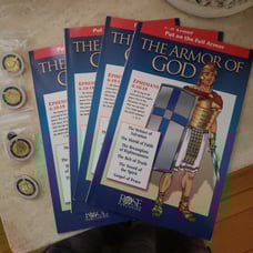 The Armor of God Pamphlets and Pins (4 of each)