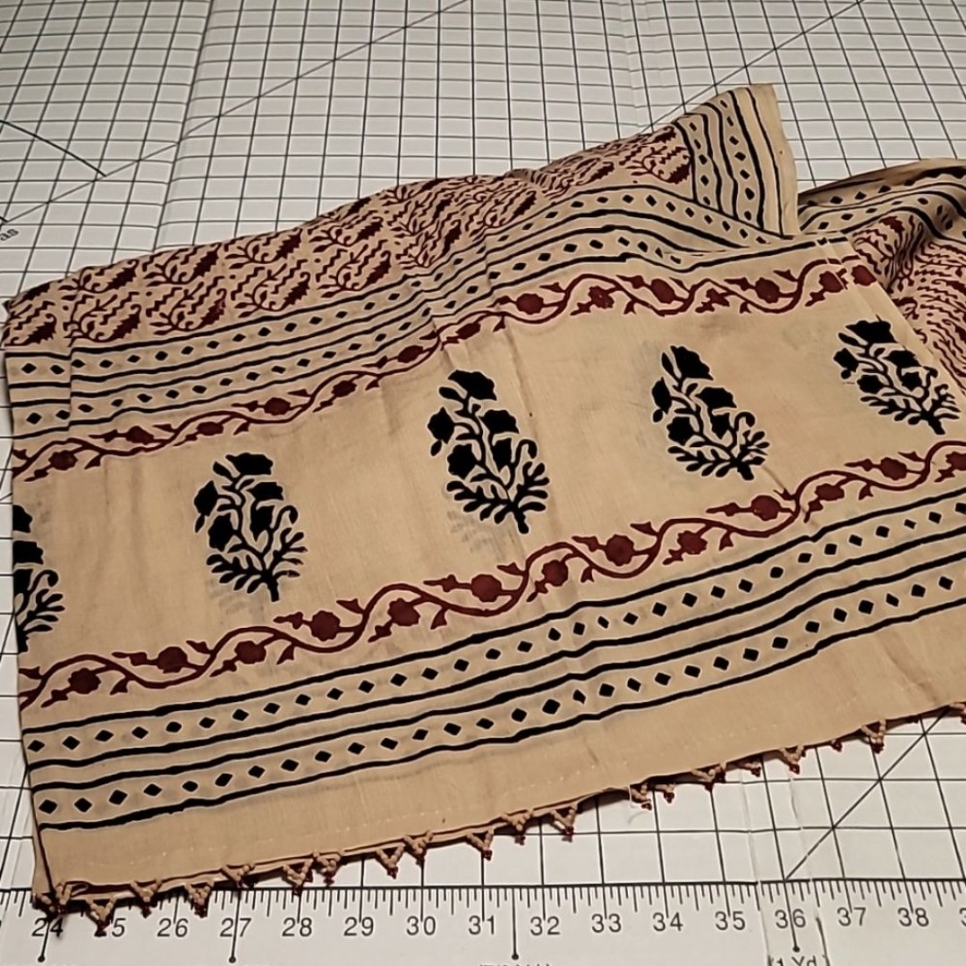 Woman's Scarf Dupatta Hand Stitched 41”x122” Women's COOP, Sawai Madhapur, India