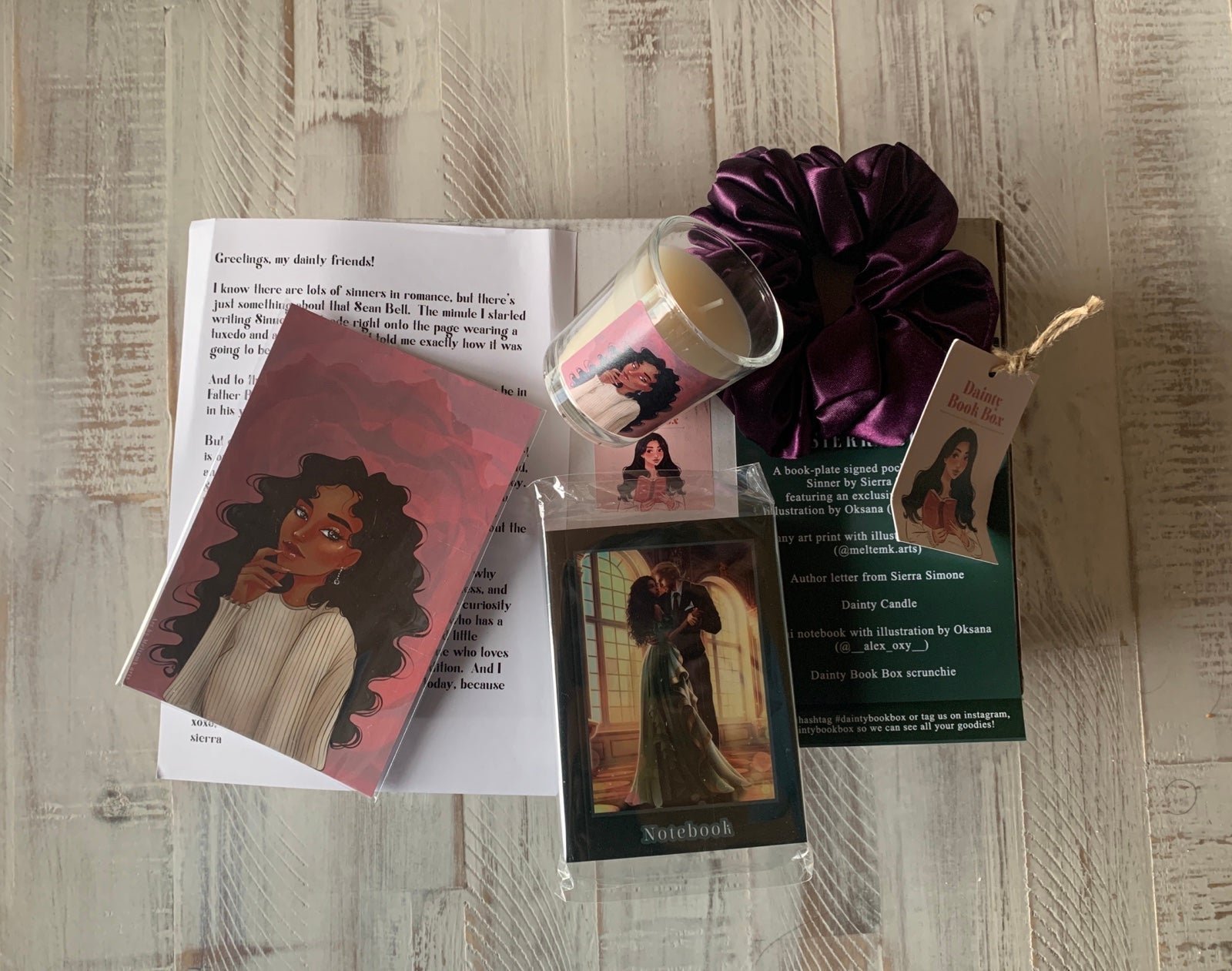 Sinner by Sierra Simone Dainty Box Goodies - Book not included