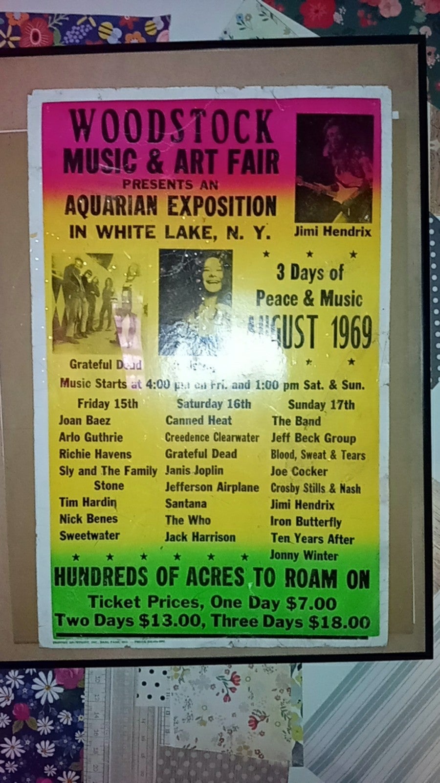 WOODSTOCK ORIGINAL 1969 POSTER