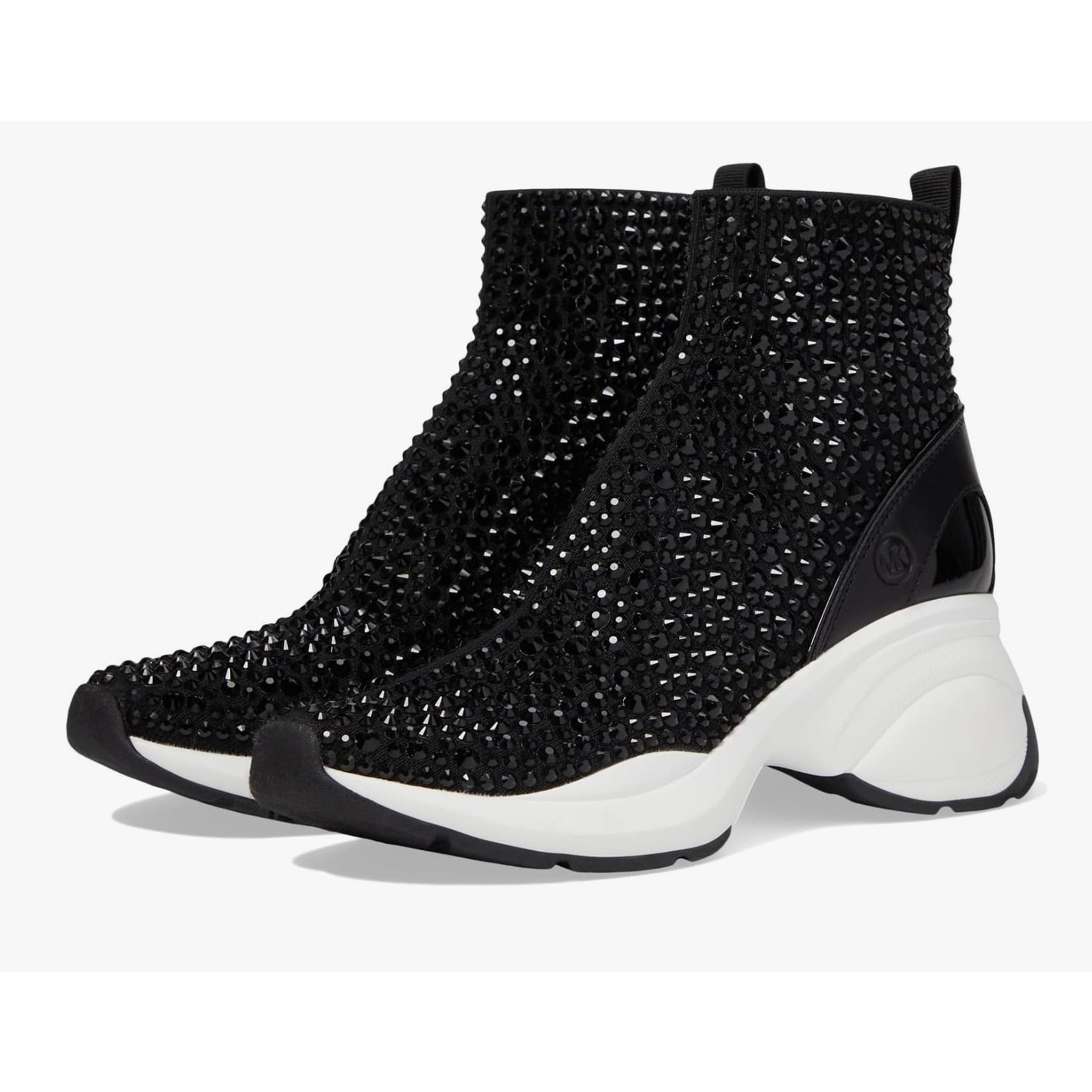 Michael Kors Zuma Bootie Crystal Covered Wedge Heel Platform Size 6 NIB Stretch