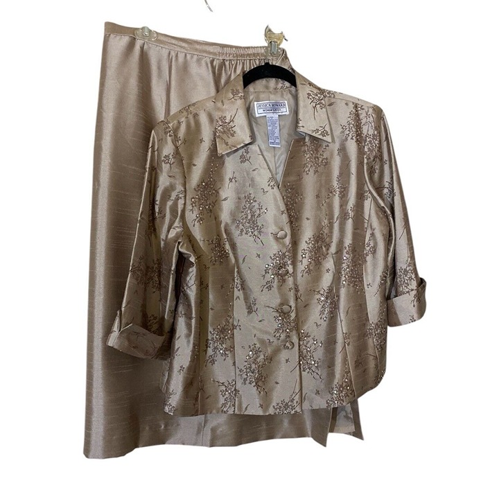 JESSICA HOWARD Women’s Size 20P Petite Dress 2 Pc Brocade Sequin Mother Of Bride