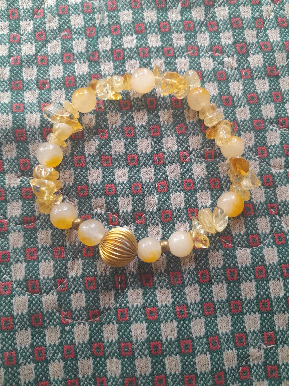 SOLD Citrine and Brass Stretch Bracelet