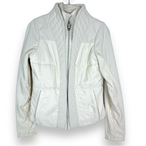 Lululemon St Moritz Jacket Women's 6 Quilted Full Zip Fleece Lined Cream