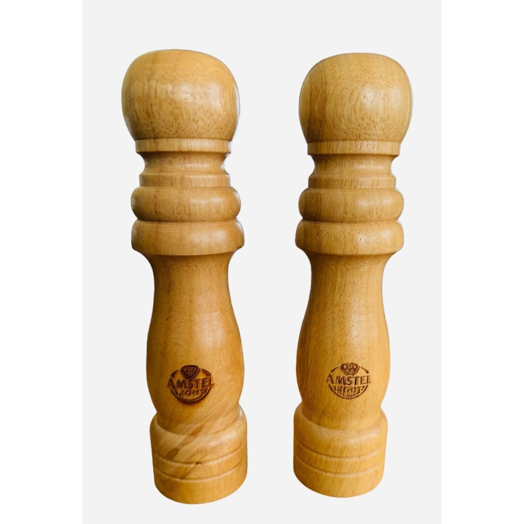Amstel Light Wooden Salt & Pepper Shakers 8 New
