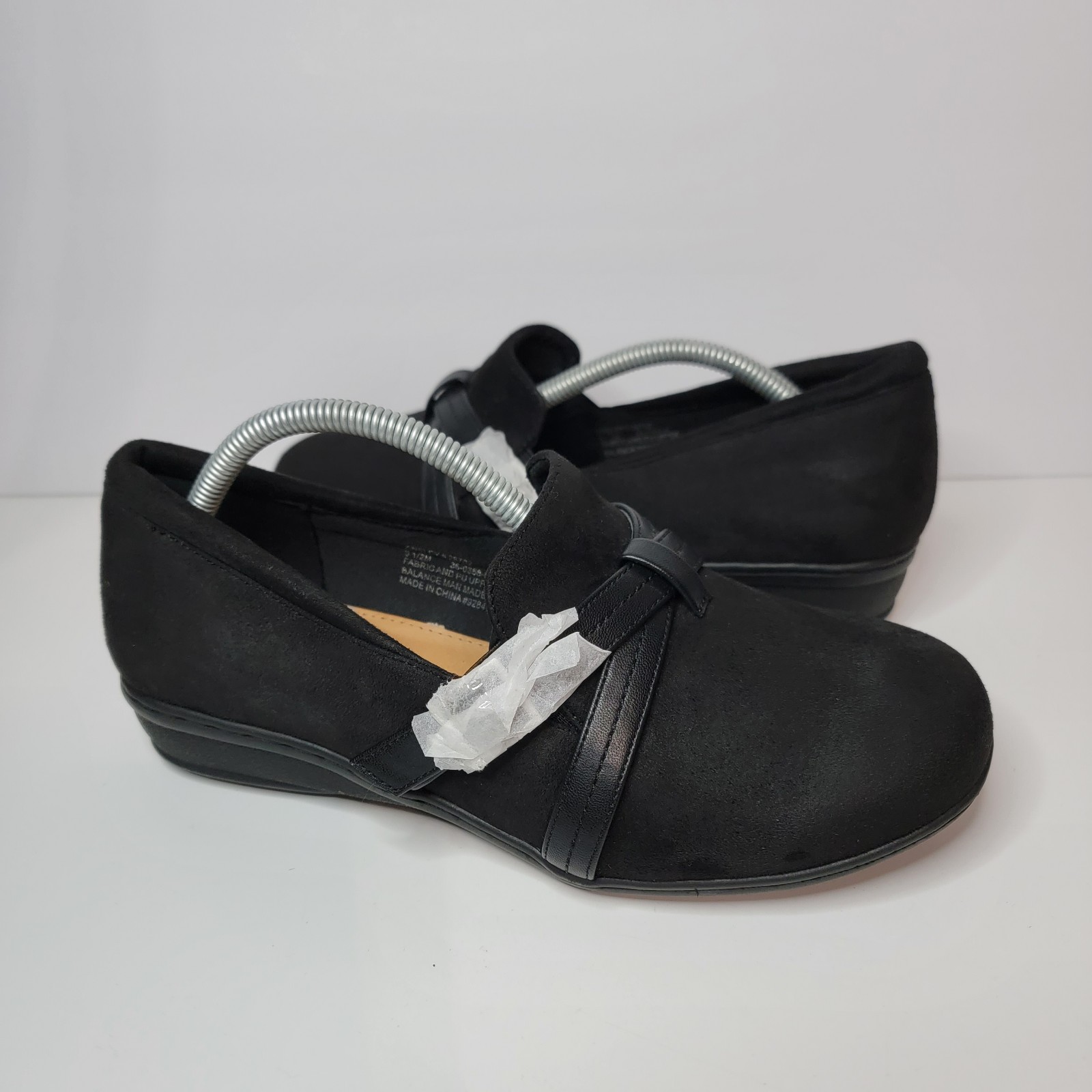 Comfortview Ansley black suede loafers size 9.5 slip-on faux buckle