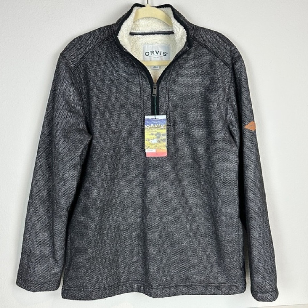 Orvis Sherpa Quarter Zip Grey Pullover M NWT