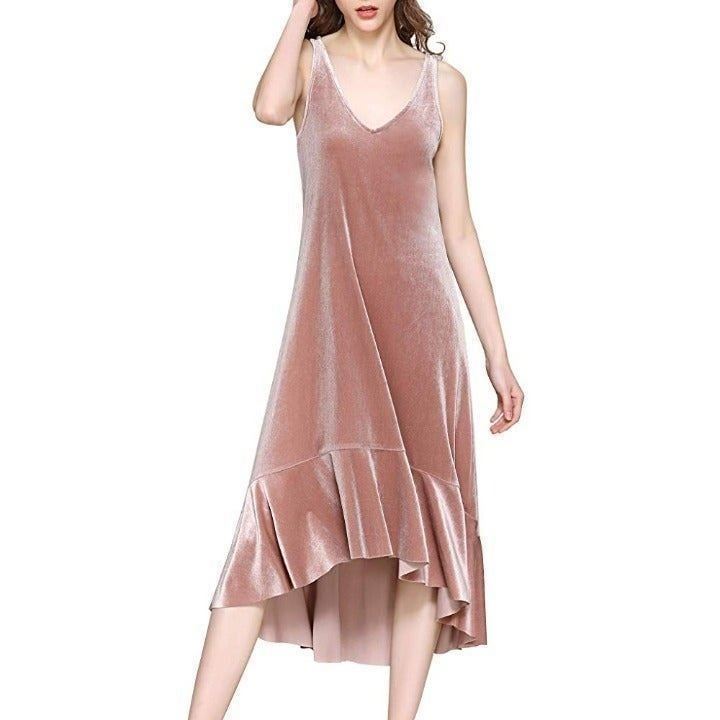 NWT Spicy Sandia Pink Velvet Midi Dress