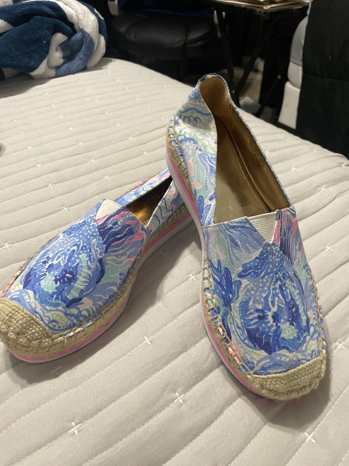 Lilly Pulitzer Marlo Espadrille in Saltwater Blue Print . Size 6.5