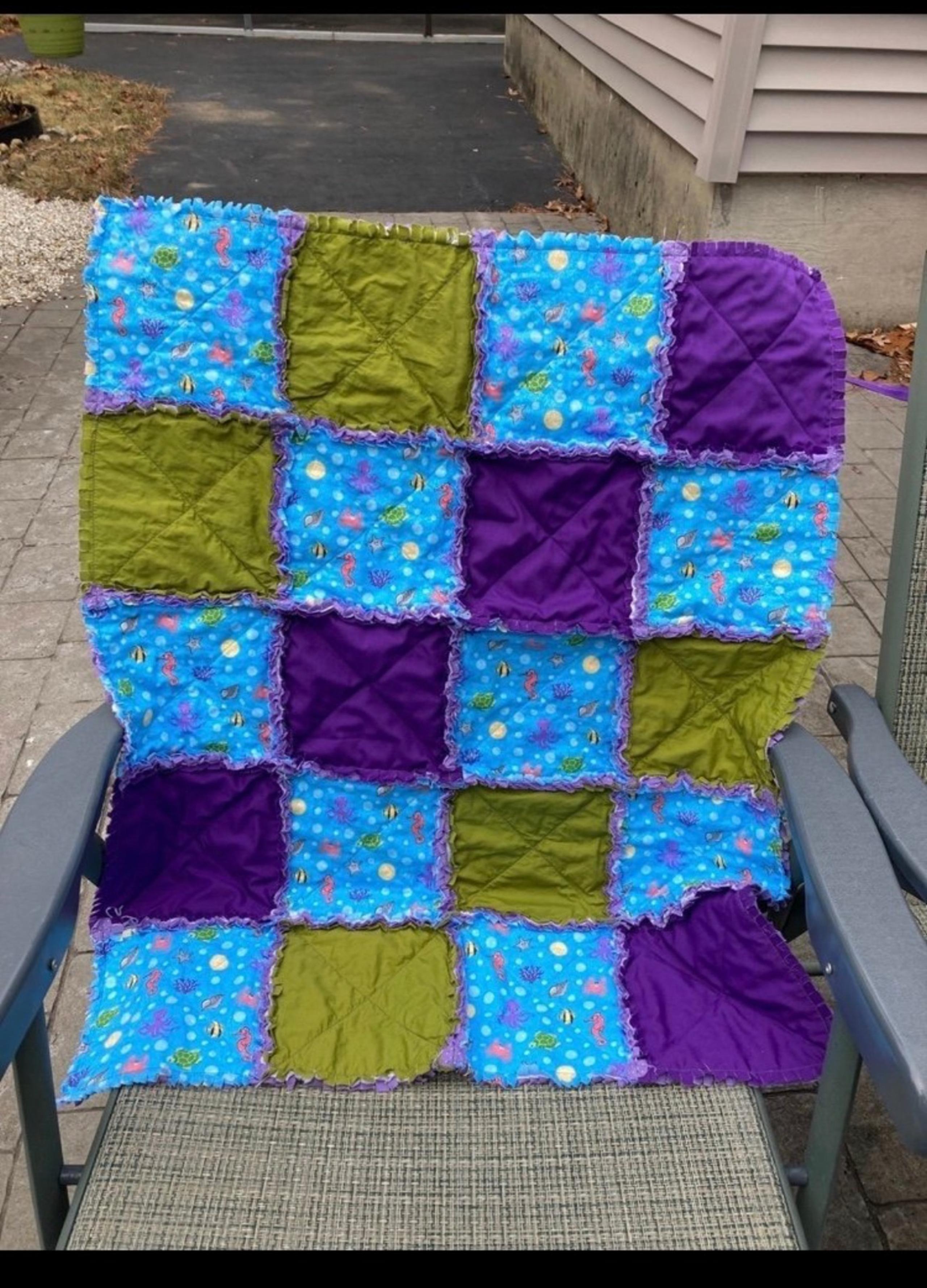 Beautiful handmade One of a kind stroller/rag type baby blanket