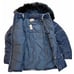 NWT Ann Taylor LOFT Velvet Puffer Jacket XS Blue Hood Faux Fur Trim Pockets