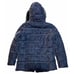NWT Ann Taylor LOFT Velvet Puffer Jacket XS Blue Hood Faux Fur Trim Pockets