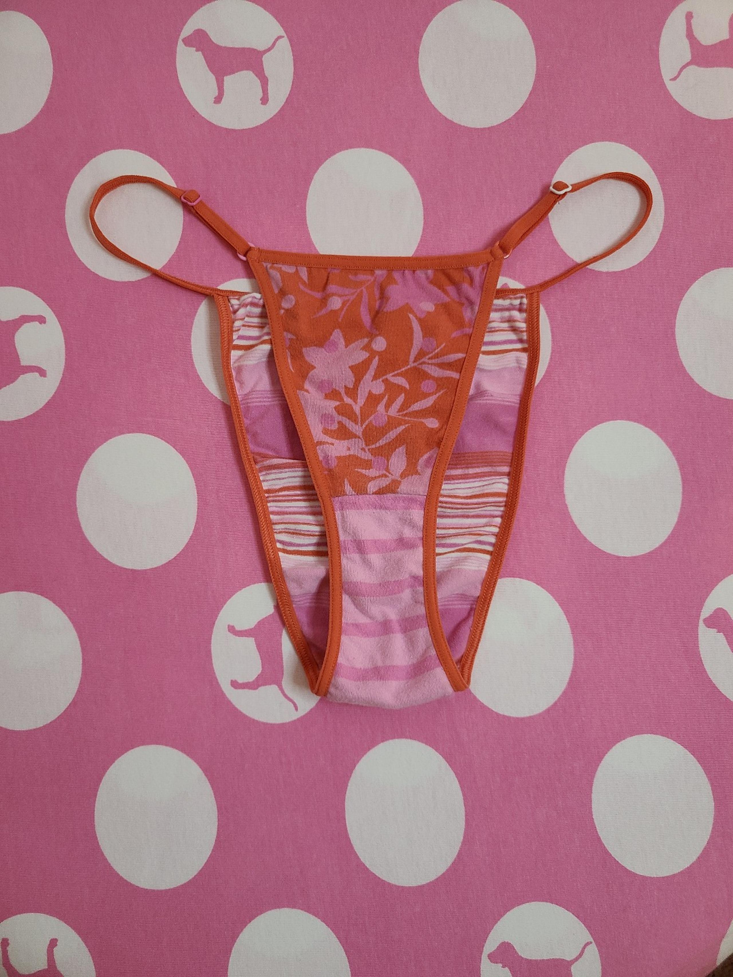 RARE Vintage PINK Victoria's Secret Adjustable Strappy Bikini Panty Size M/L