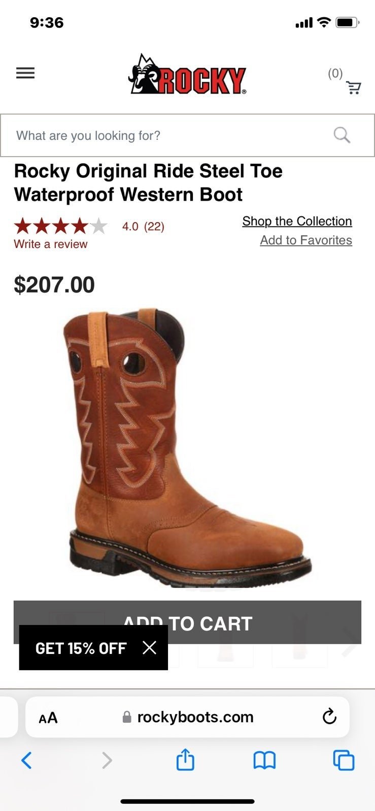 Men’s steel toe Rocky work boots