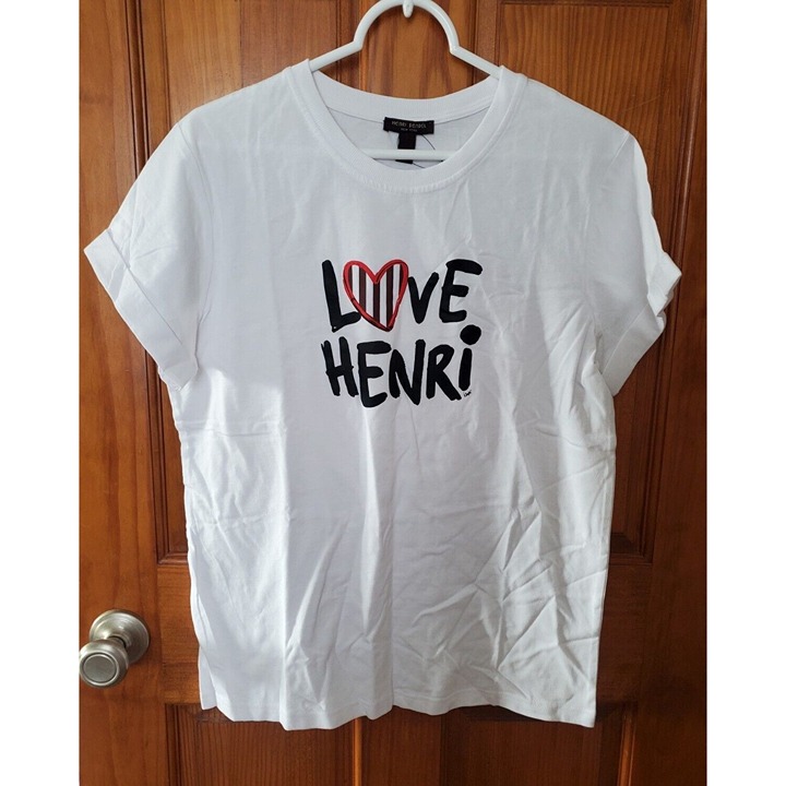 NWOT Henri Bendel LOVE HENRI White T-Shirt size S/M