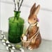 Vintage Bunny Rabbit Statue Chalk Plaster Easter Basket Eggs Old World Style