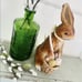 Vintage Bunny Rabbit Statue Chalk Plaster Easter Basket Eggs Old World Style