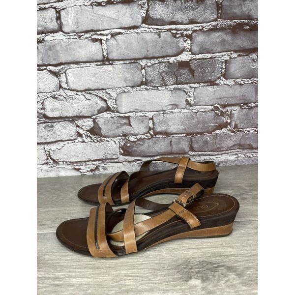 Tod's Brown Leather Wedge Strappy Ankle Strap Sandals Women Sz 40EU/9.5M US