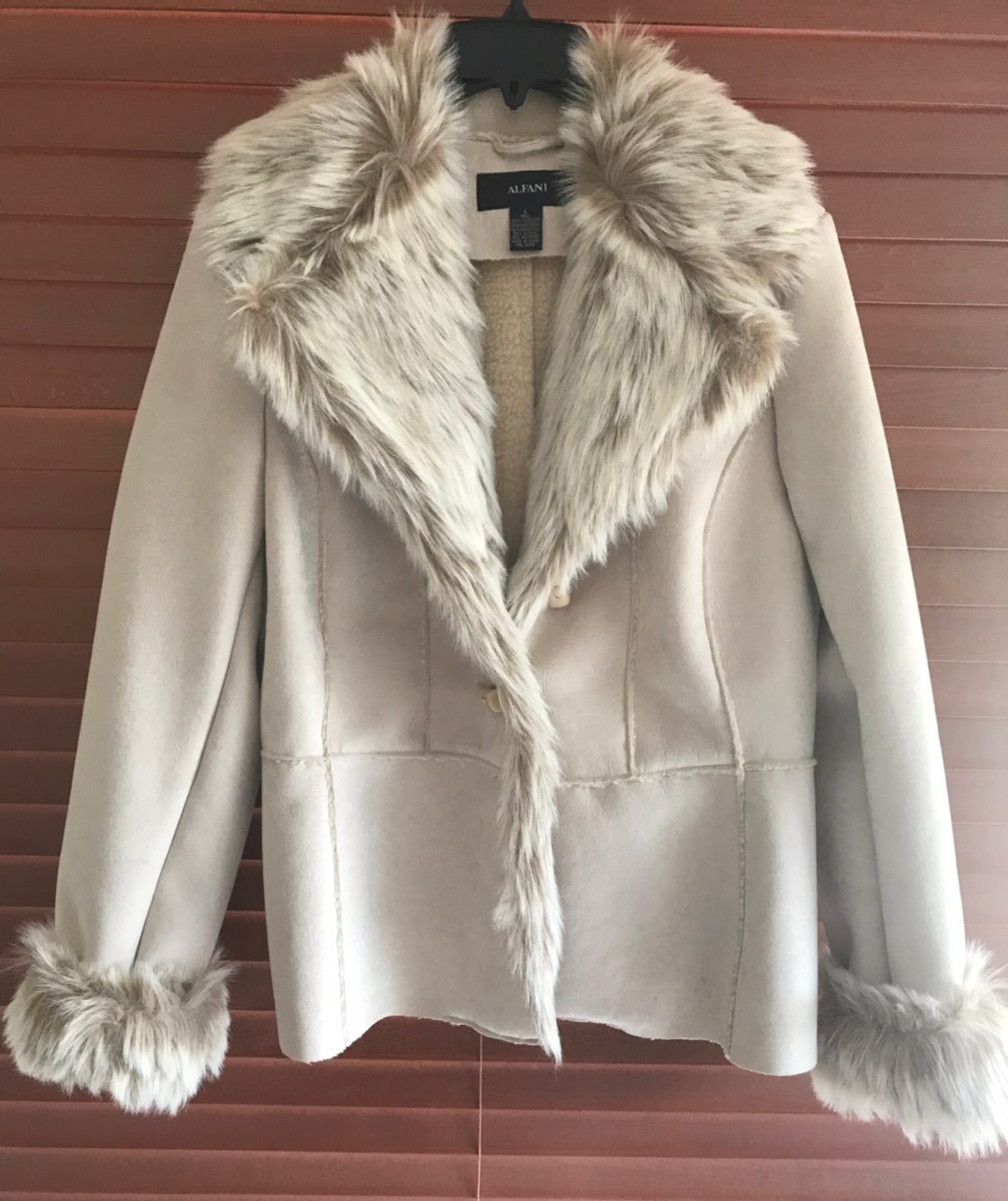 Alfani Coat Jacket Faux Fur & Suede SZ L