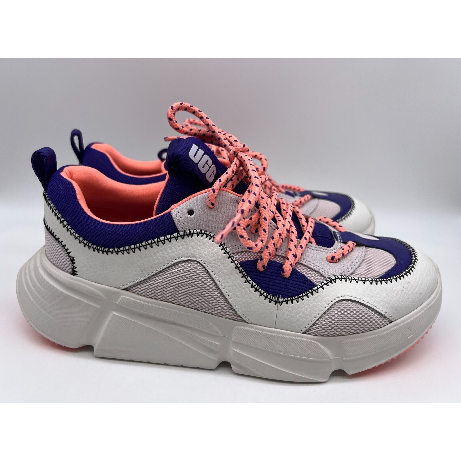 UGG Calle Lace Women's Trainer Shoes White Purple 1125391 Size 8.5 NEW