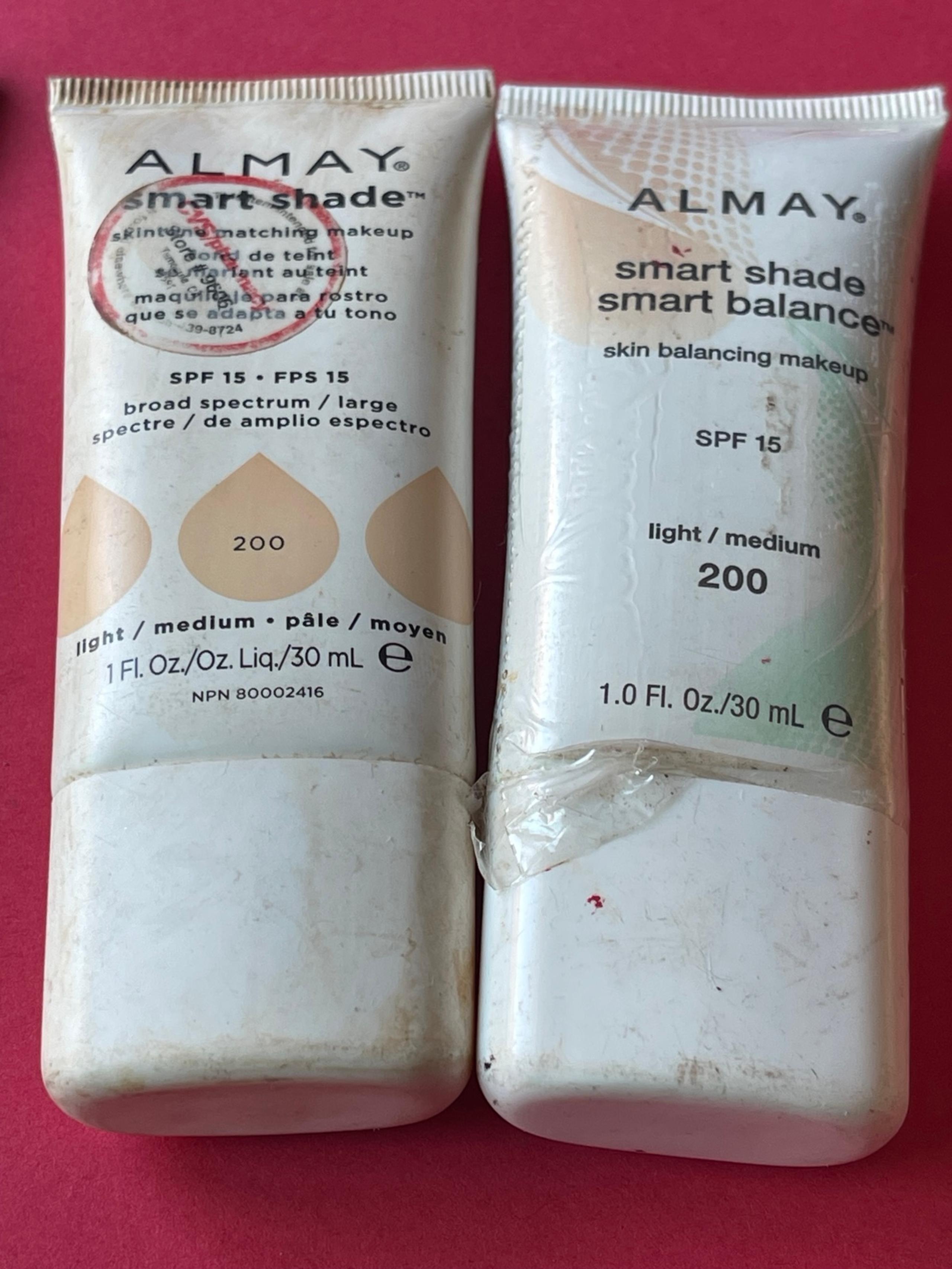 2 Almay Smart Shade SkinTone Matching Makeup, 200 Light Medium Mine SPF 15 1fl o