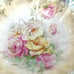 R S Prussia Serving Bowl 10 1/2” Pink Yellow White Roses Blue Tint Hold Leaves
