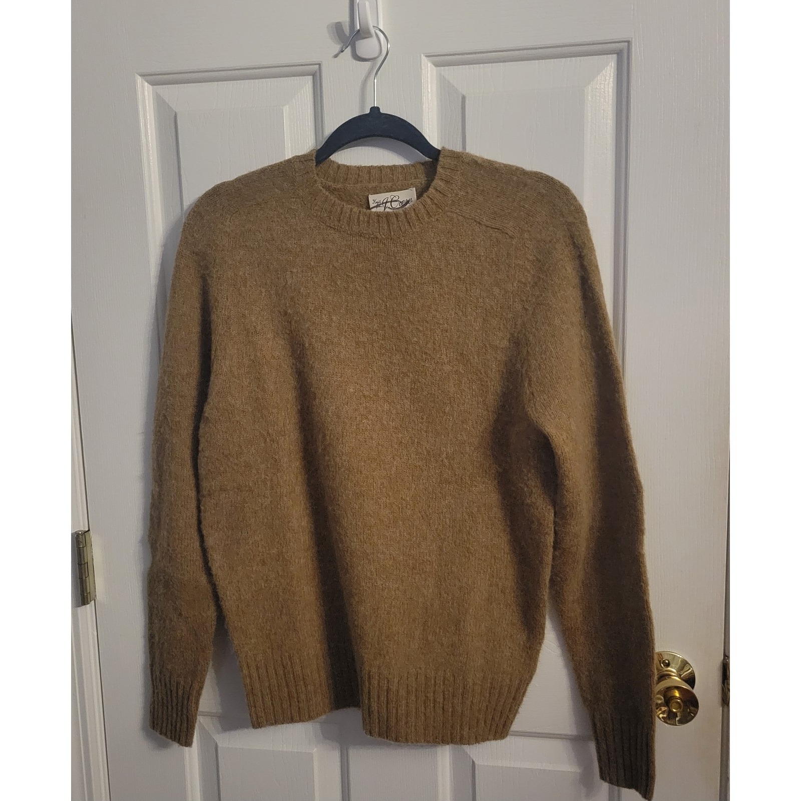 J.Crew 100% Wool Brushed Crewneck Sweater in Camel Brown Men's Size XS New