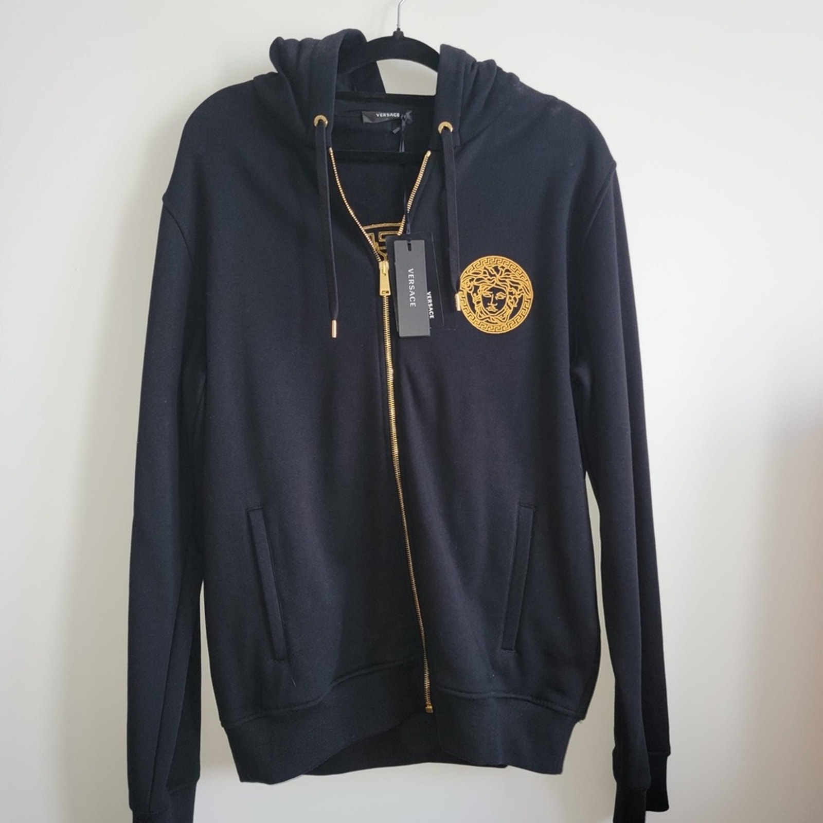 Versace Medusa Full Gold Zipper Hoodie Black Brand New Men Size XL