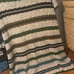Handmade Afghan Brand New Hand Crocheted Blanket Queen 82in x 74in Green Blue