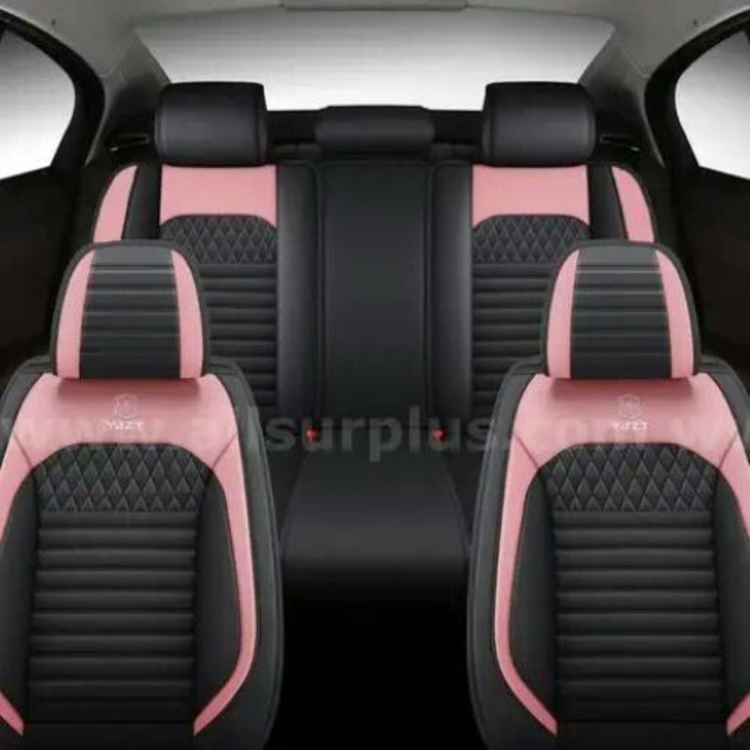 YJZT03 Pink and Black Leather Car Seat Covers Comfortable