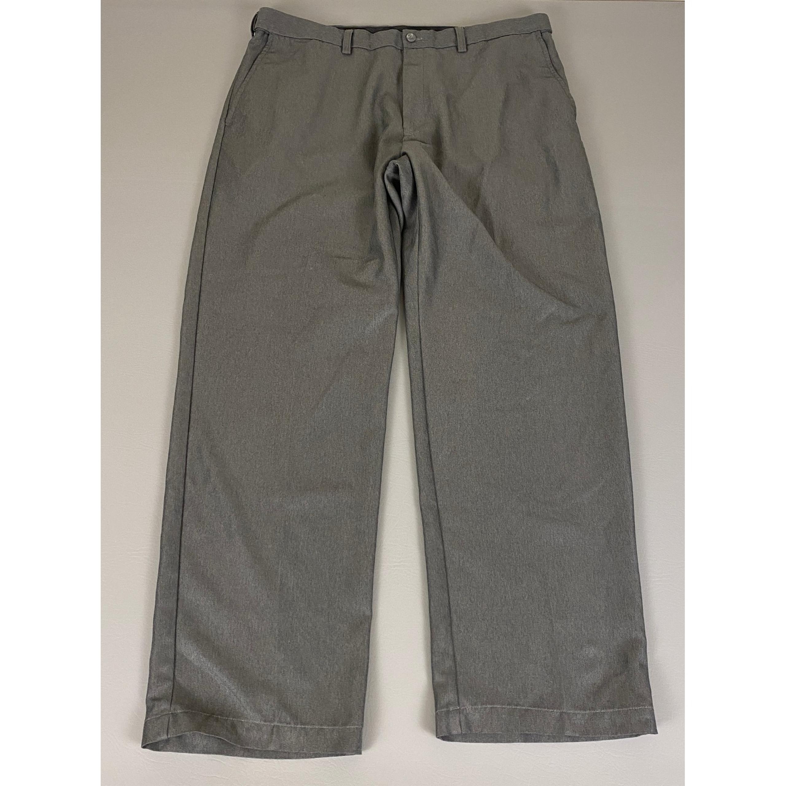 Haggar Dress Pants Gray Men's Size 38x32 Gray Polyester Office Career Flat Front
