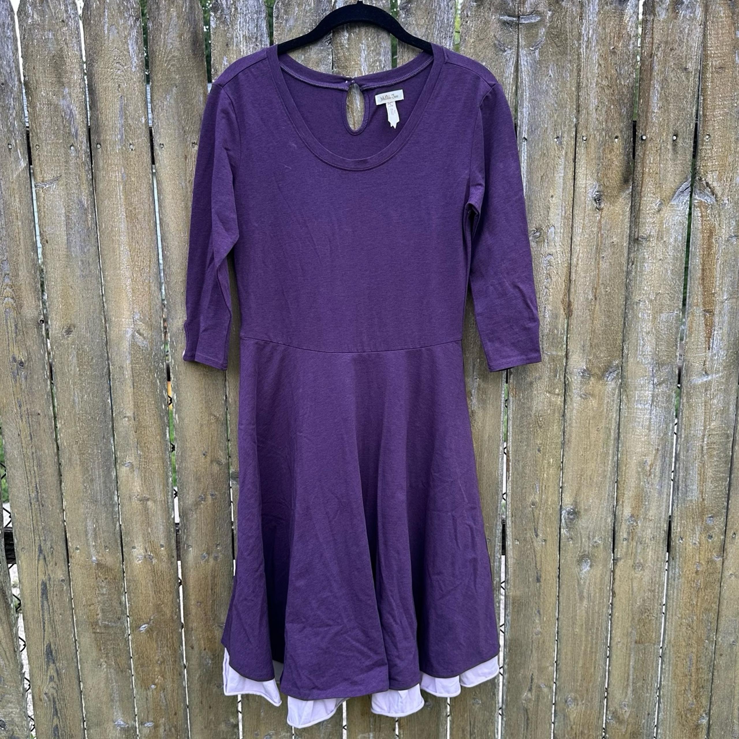 Matilda Jane Queen of Hearts Plum 3/4 Sleeve Dress Sz S