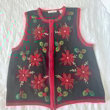 Vintage One Step Up Christmas Knit Sweater Vest Button up Size XL.