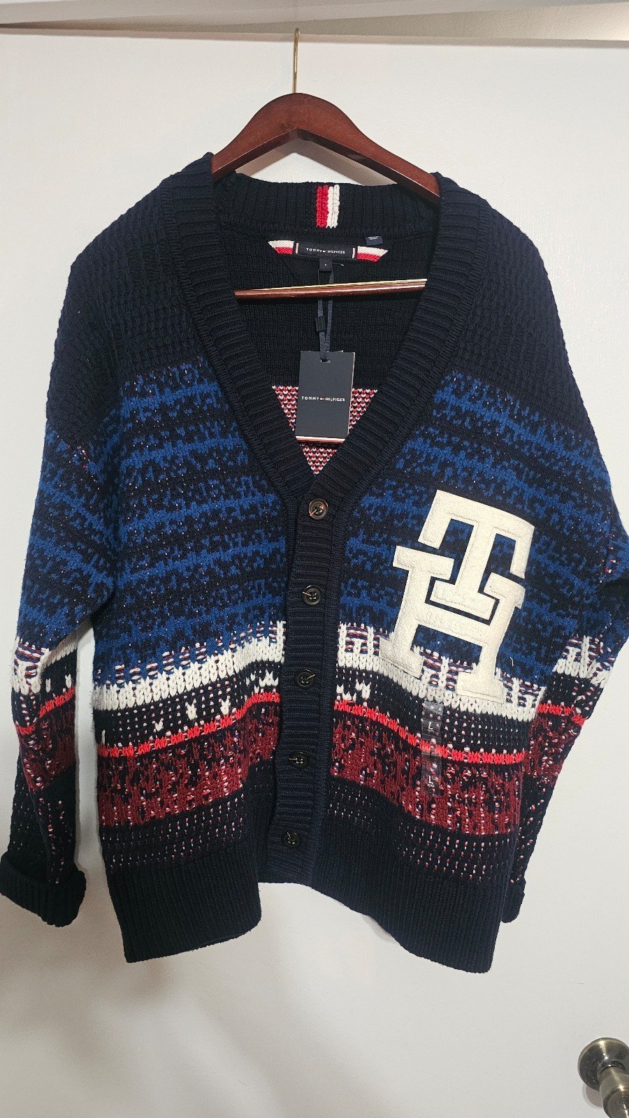 Tommy Hilfiger Large Ombre Textured Stripe Cardigan Sweater MW33088400 Mens NWT