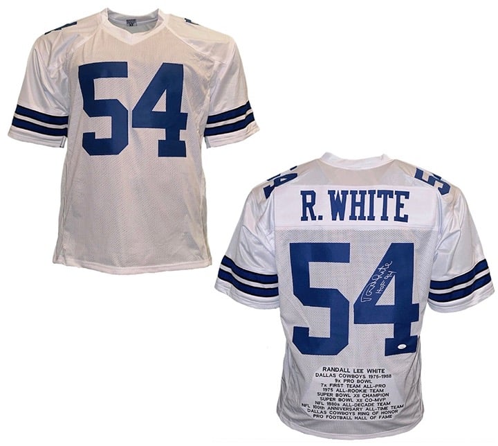 Randy White Autographed HOF 94 Inscription Custom White Stat Football Jersey JSA
