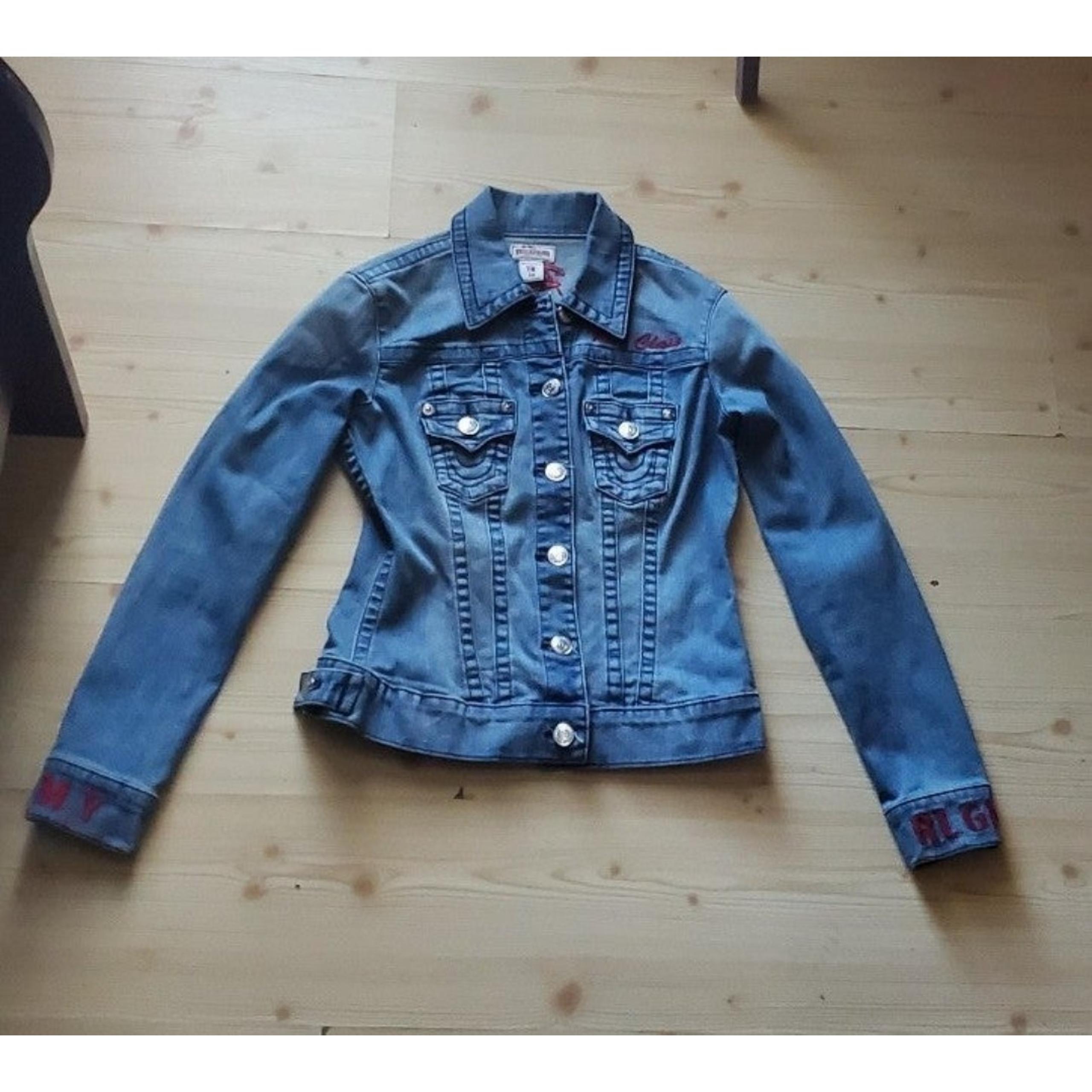 True Religion Jimmy Blue Denim Jean Trucker Jacket Womens Size Small