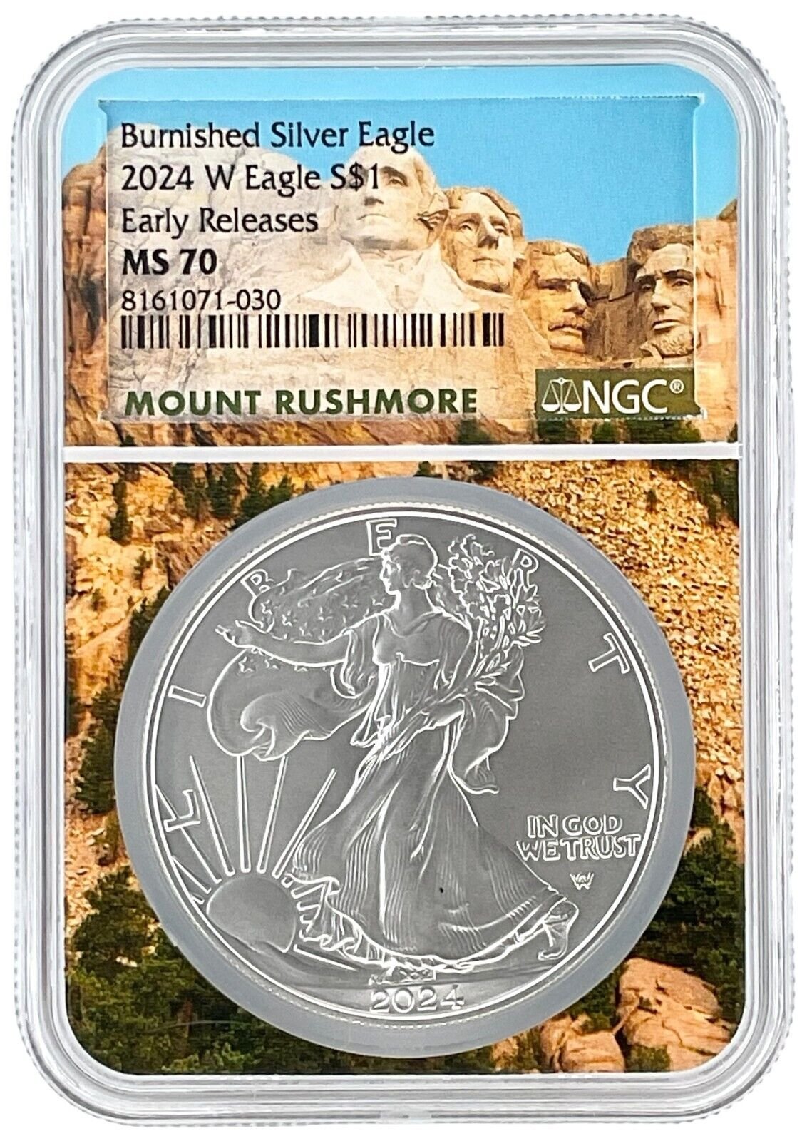 2024 W 1oz Burnished Eagle NGC MS70 Early Releases Rushmore Core