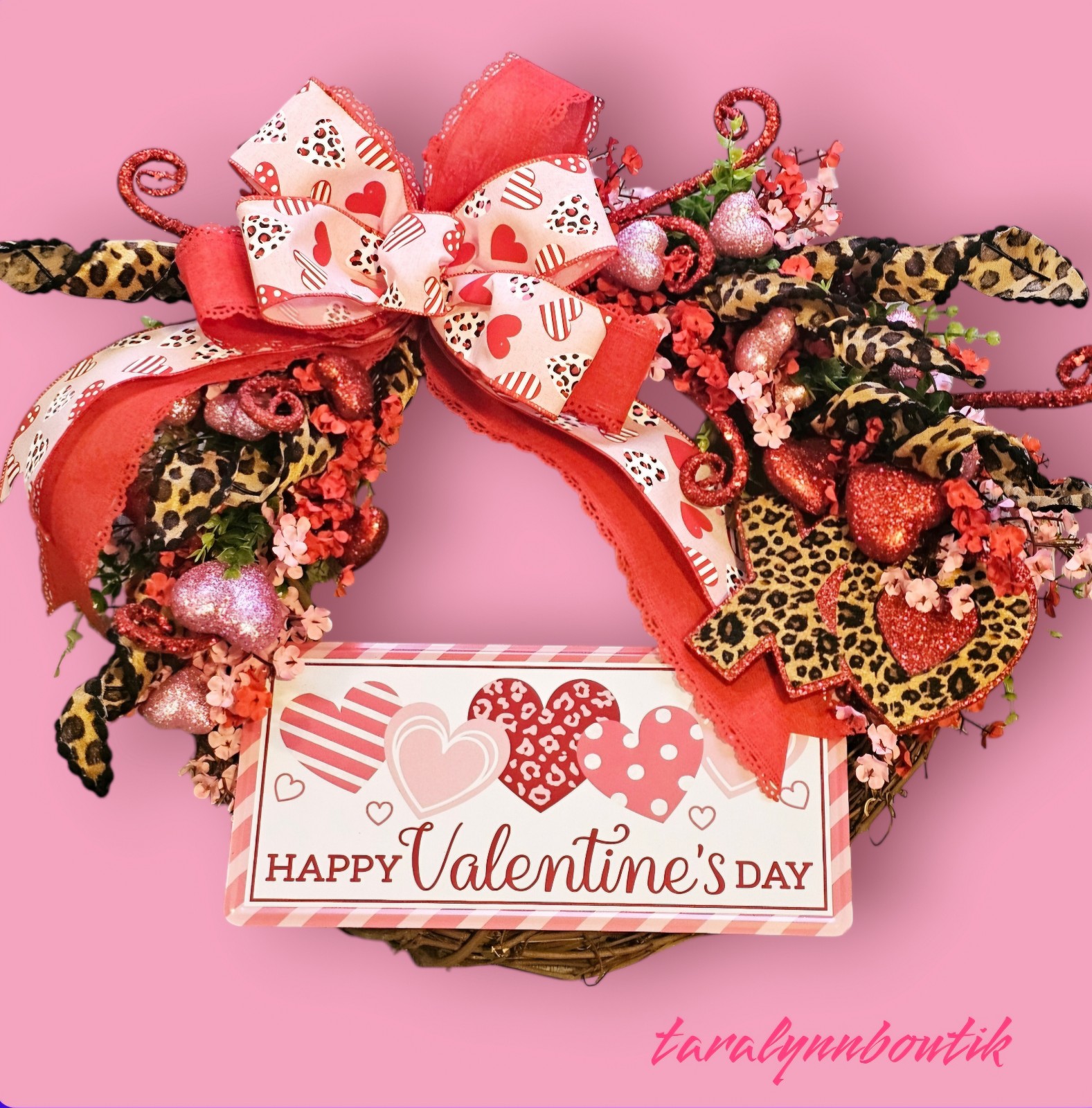 Leopard Valentine's day wreath