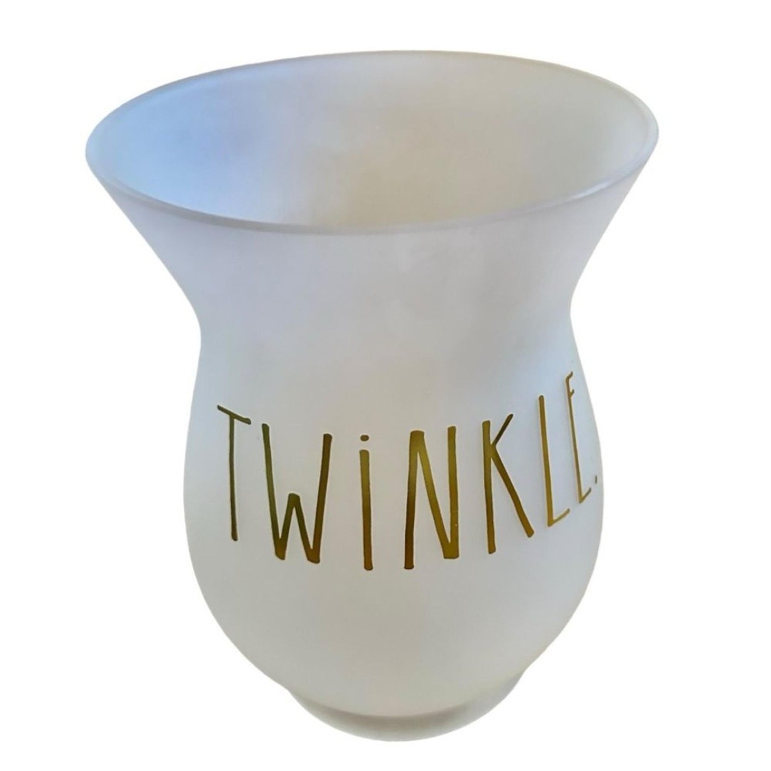 Rae Dunn Frosted Twinkle Hurricane Candle Holder, White, Gold