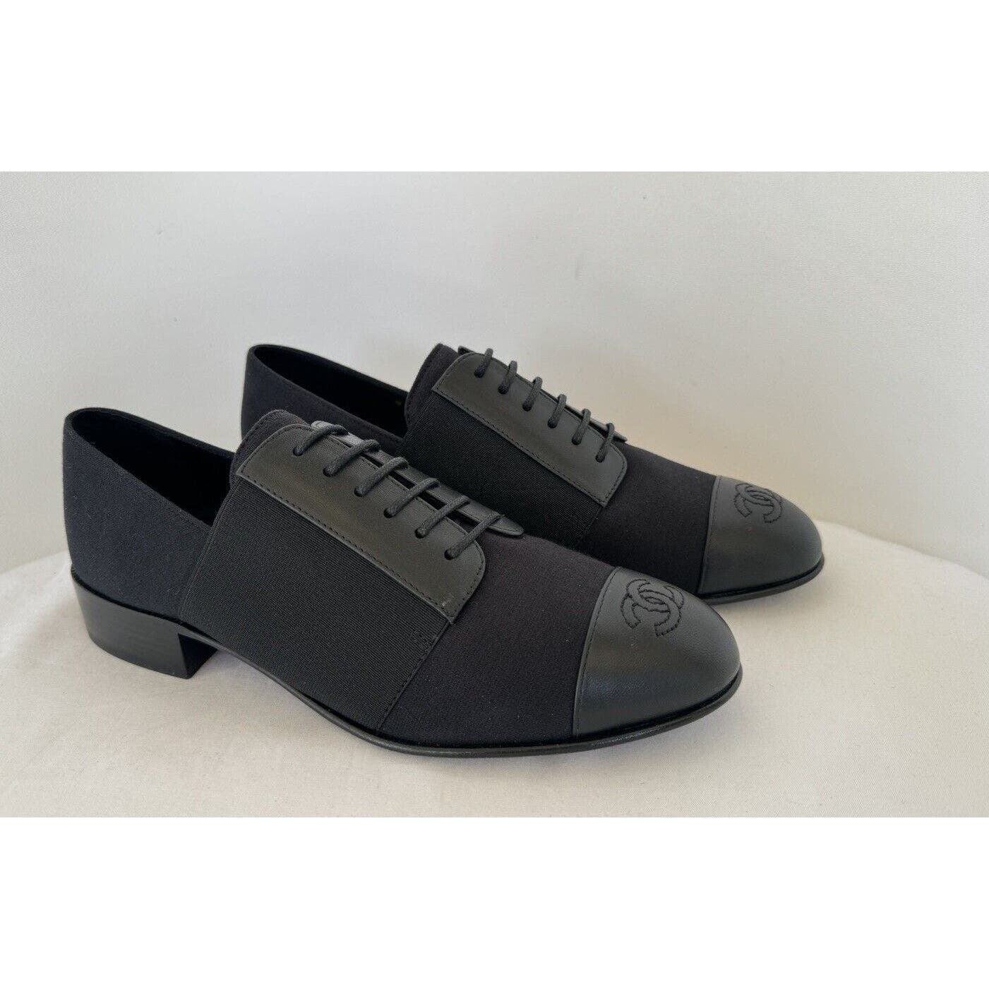Chanel CC Uniform Oxfords Women's Lace-Up Black 38 / 7